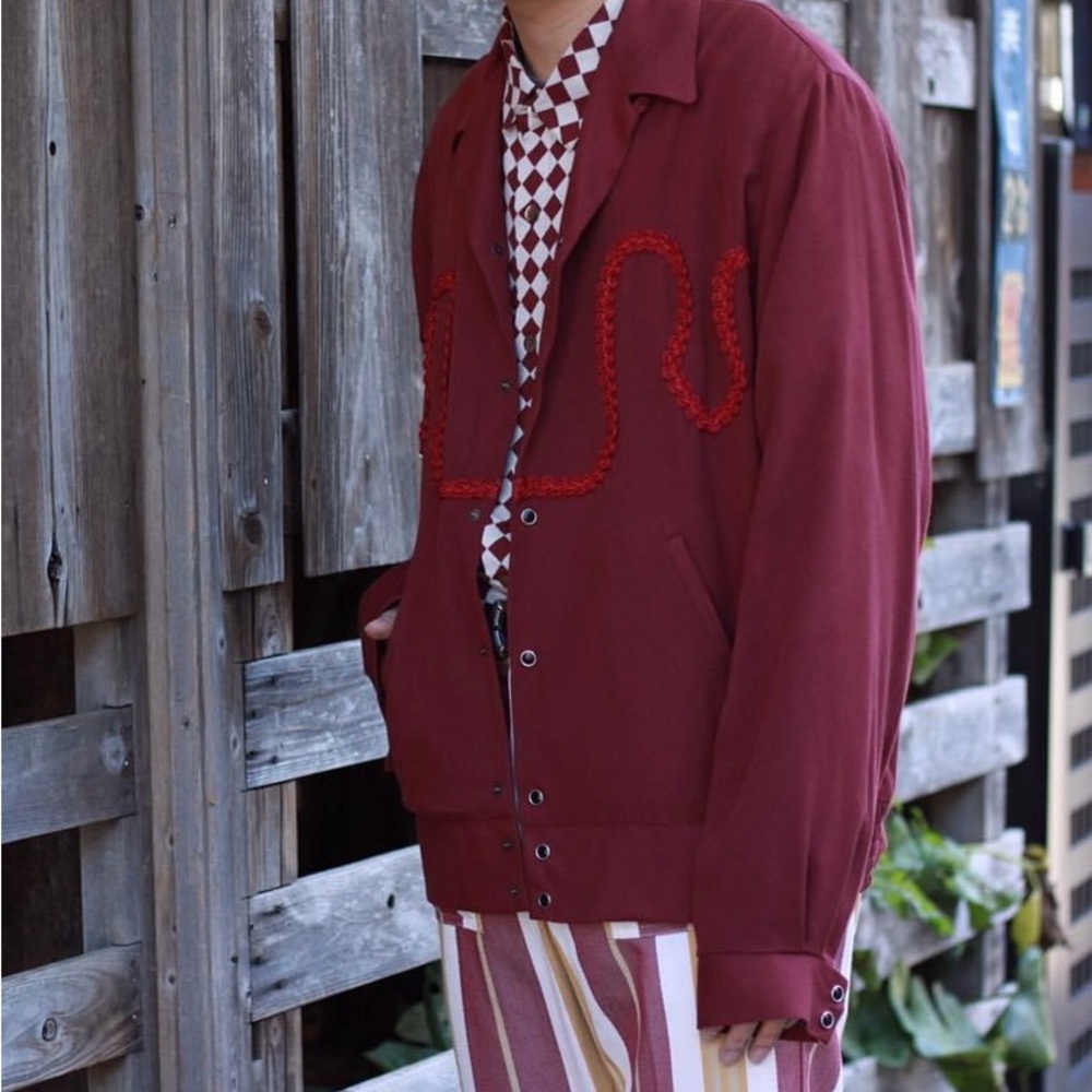 Blue Blue Japan Western Sakura Flower Jacket Snap Burgundy size 4 kapital visvim